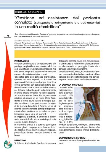 Gestione e assistenza del paziente cannulato in una erlatà ... - Ipasvi