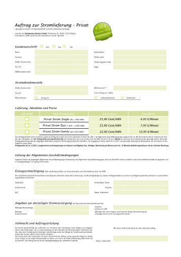 erhalten Sie Ihre Auftragsunterlagen! - Stadtwerke Bretten