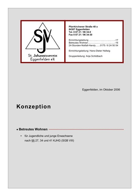 Konzeption BW - St. Johannis-Verein Eggenfelden eV