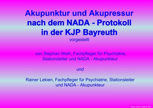 Akupunktur und Akupressur nach dem NADA - Protokoll in - BAG-KJP