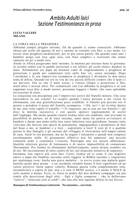 Pubblicazione delle opere 2004 - Parrocchia di San Martino a Vado