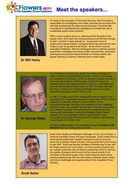 Meet The Speakers Flower Association Of Queensland Inc