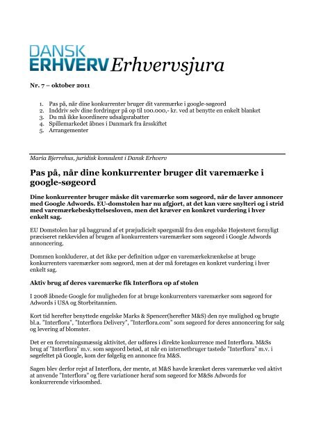 Erhvervsjura - Dansk Erhverv