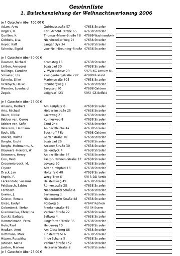 Link zur Gewinnliste der 1. Zwischenziehung - in Straelen