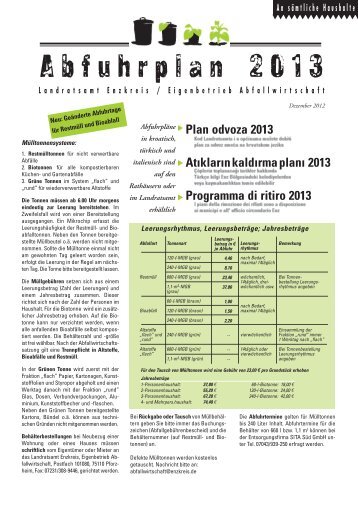 Müllabfuhrplan 2013 - Straubenhardt