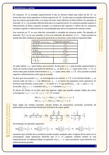 Sucesiones y series - Departamento de Matemáticas - Universidad ...