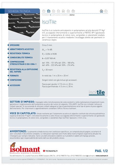 Scarica la scheda tecnica di IsolTILE - Isolmant