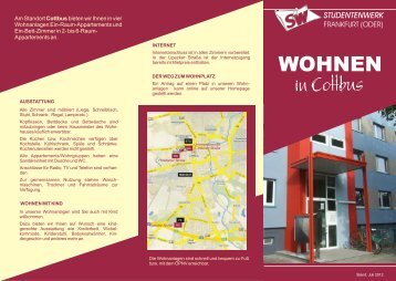 Flyer Wohnen in Cottbus (pdf) - Studentenwerk-Frankfurt(Oder)