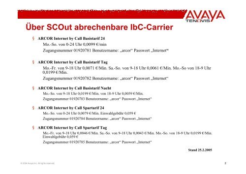 ARCOR Internet by Call - Studentenwerk Rostock