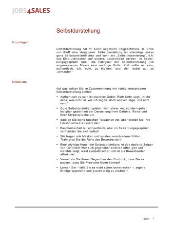 Checkliste: Selbstdarstellung - Jobs.ch