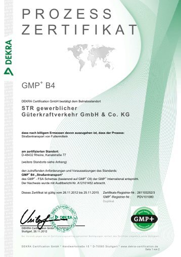 Zertifikat GMP B4 - Steinkühler