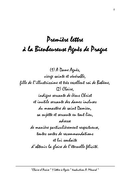 3èmè lettre de ste claire à ste agnès texte