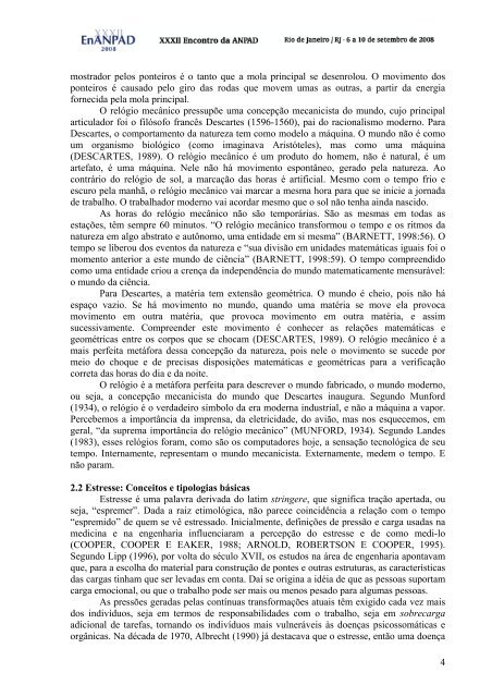 1 Estresse, Doença do Tempo: um Estudo Sobre o Tempo ... - Anpad