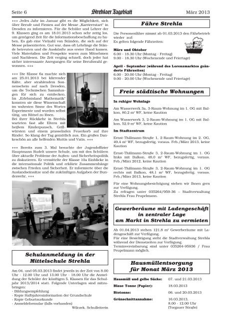 Strehlaer Tageblatt - Stadt Strehla