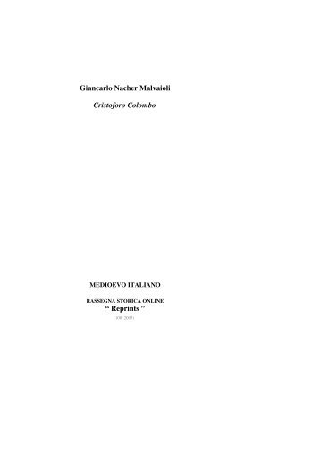 Giancarlo Nacher Malvaioli, Cristoforo Colombo - Storia Online