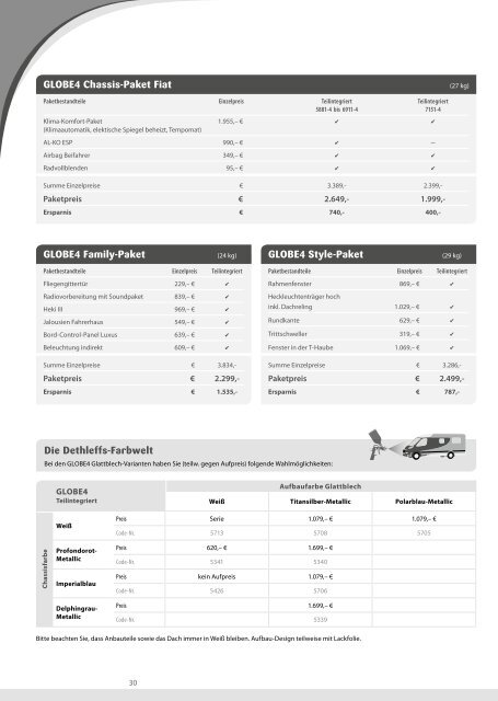 Download Hauptpreisliste/Technische Daten ... - Dethleffs