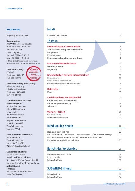 Download Jahresbericht 2010 - SÜDWIND-Institut