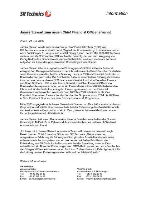 James Stewart zum neuen Chief Financial Officer ... - SR Technics