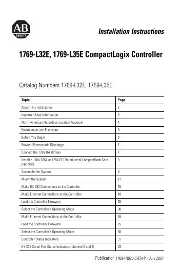 1769-L32E, 1769-L35E CompactLogix Controller - Sud-gmbh.de