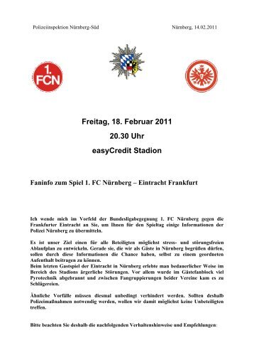 Freitag, 18. Februar 2011 20.30 Uhr easycredit ... - Eintracht Frankfurt