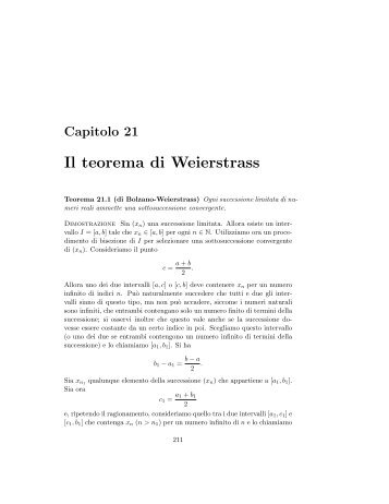 Il teorema di Weierstrass