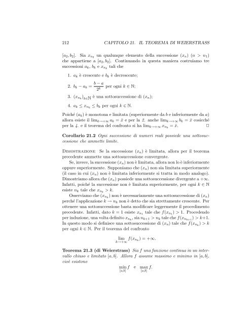 Il teorema di Weierstrass