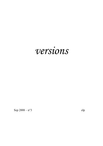 versions - Ecole lacanienne de psychanalyse