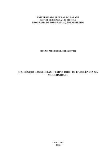 o silêncio das sereias: tempo, direito e violência ... - Domínio Público