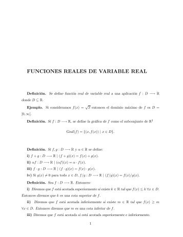 FUNCIONES REALES DE VARIABLE REAL - Universidad ...