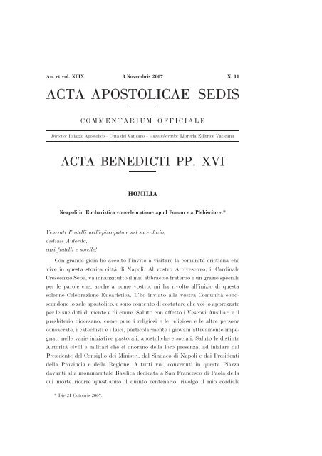 ACTA APOSTOLICAE SEDIS - La Santa Sede