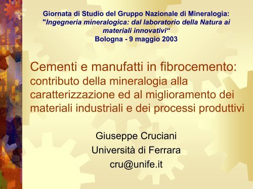 Cementi e manufatti in fibrocemento: