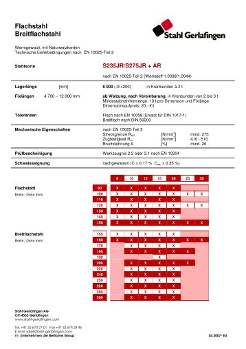 Flachstahl Breitflachstahl - Stahl Gerlafingen