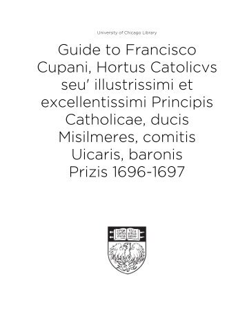 Guide to Francisco Cupani, Hortus Catolicvs seu' illustrissimi et ...