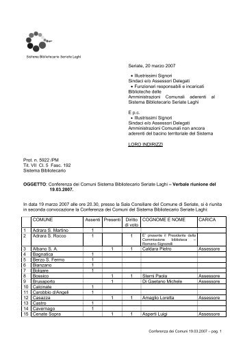 Conferenza Comuni 2007_03_19 - Sistema Bibliotecario dell'Area ...