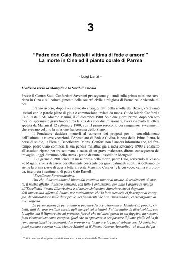 “Padre don Caio Rastelli vittima di fede e amore'” La ... - Saveriani