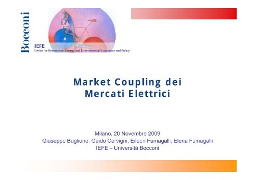 Market Coupling dei Mercati Elettrici - Iefe - Università Bocconi