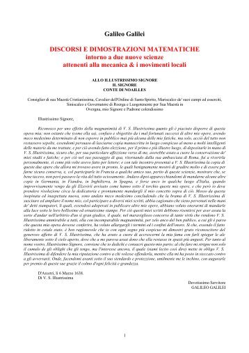 Galileo Galilei DISCORSI E DIMOSTRAZIONI MATEMATICHE ...