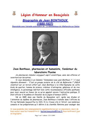 Biographie de Jean BONTHOUX - Légion d'honneur en Beaujolais ...