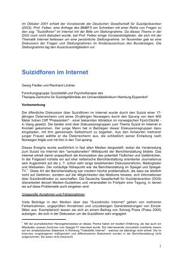 Suizidforen im Internet - Deutsche Gesellschaft für Suizidprävention