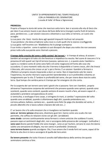 UNITA' DI APPRENDIMENTO NEL TEMPO PASQUALE CON LA ...