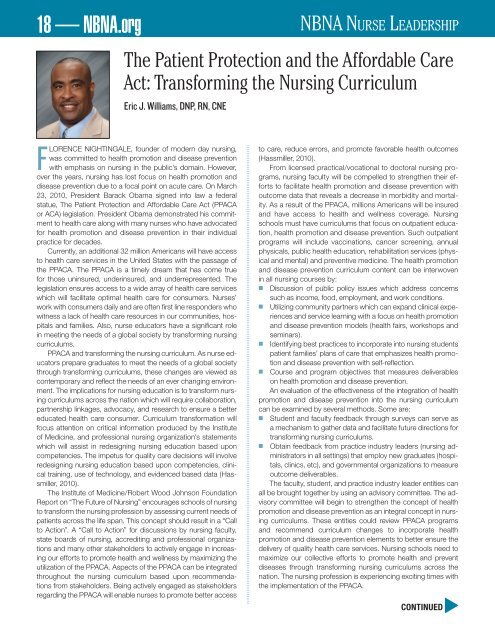 NBNA SPECIAL ISSUE ON THE FUTURE OF NURSING