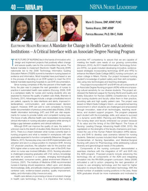 NBNA SPECIAL ISSUE ON THE FUTURE OF NURSING