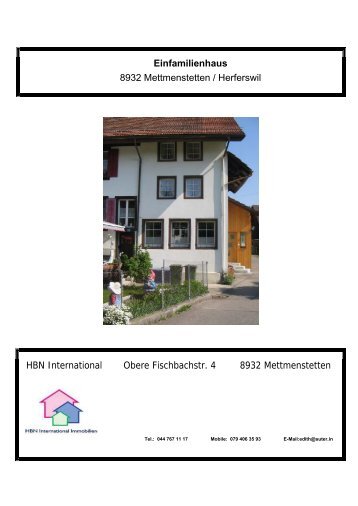 Einfamilienhaus 8932 Mettmenstetten / Herferswil ... - suter.in A. Suter