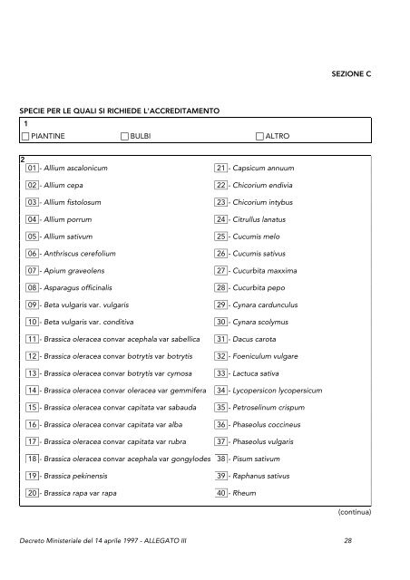 DM del 14 aprile 1997 - Facoltà di Agraria - Università degli Studi di ...