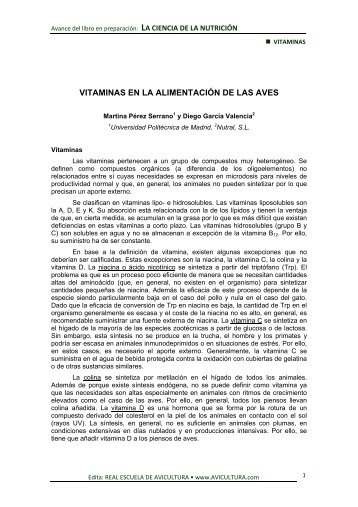 VITAMINAS EN LA ALIMENTACIÓN DE LAS AVES - Avicultura