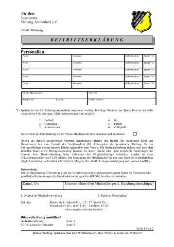 Beitrittserklärung SVM SEPA.odt - beim SV Münsing-Ammerland eV