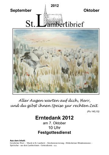 Gemeindebrief September Oktober 2012 - St. Lamberti Hildesheim