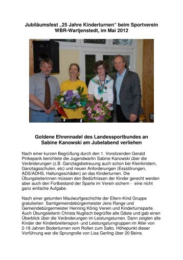 25 Jahre Kinderturnen - SV WBR Wartjenstedt eV