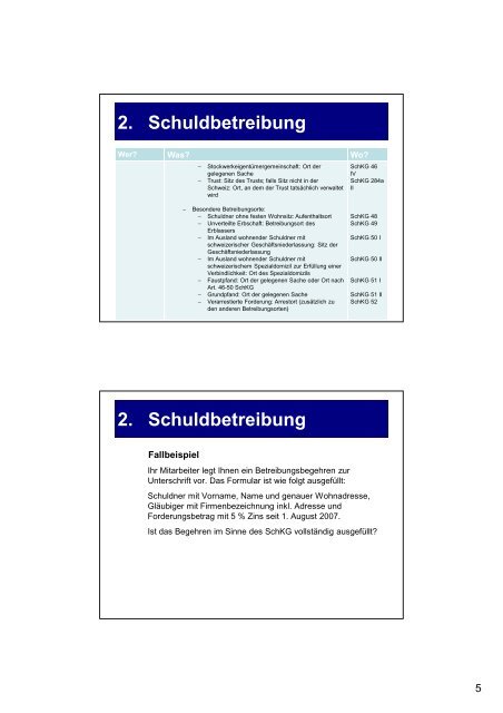 Schuldbetreibungs- und Konkursrecht (SchKG) 1. Allgemeines - SVIT