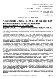 Comunicato Ufficiale n. 66 del 25 gennaio 2010 - Figc Campania
